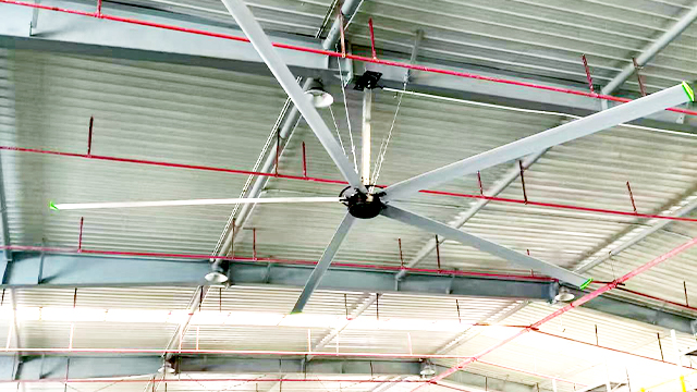 PMSM HVLS Big Ceiling Fans In Food Materials Warehouse